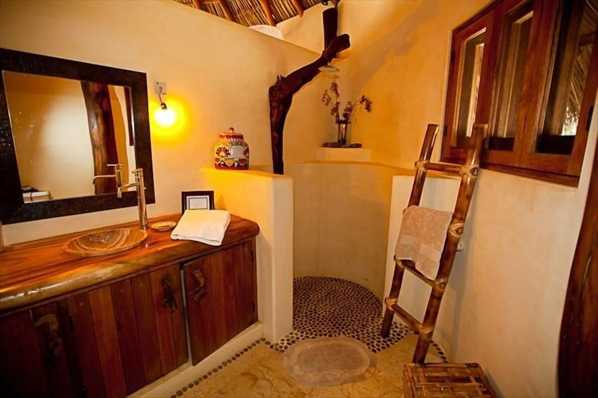 Hand-built bathrooms, warm and grounded