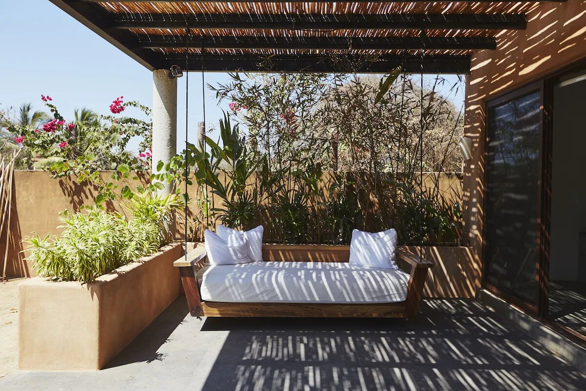 Hanging daybed on the terrace