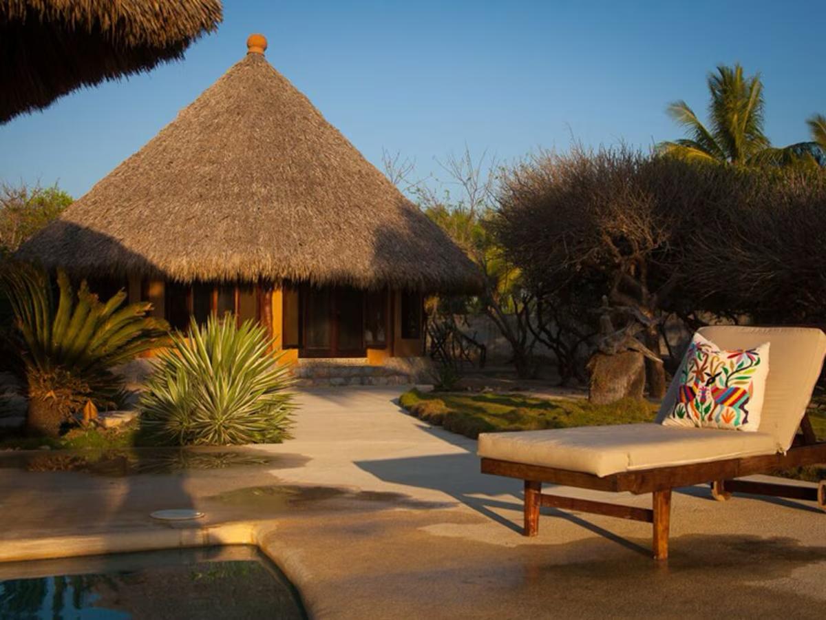 Palapa cabana at golden hour